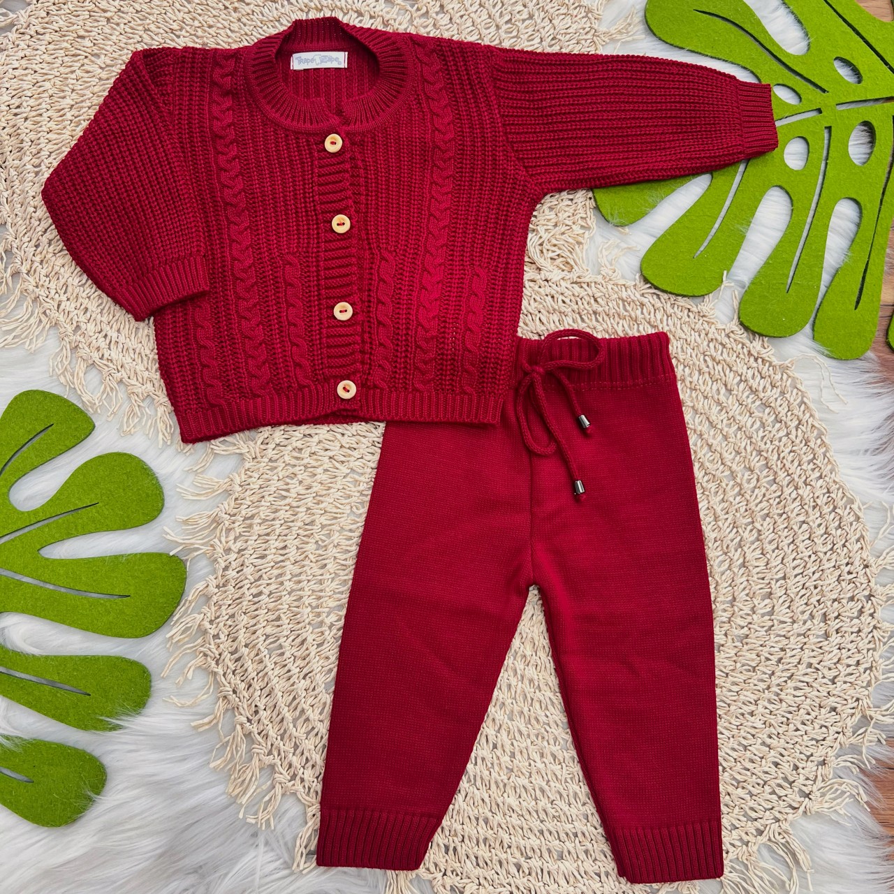 Conj de Linha Ponto Alto Liso VERMELHO