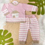 Conjunto de Linha - Casinha - Rosa Bebê e Areia