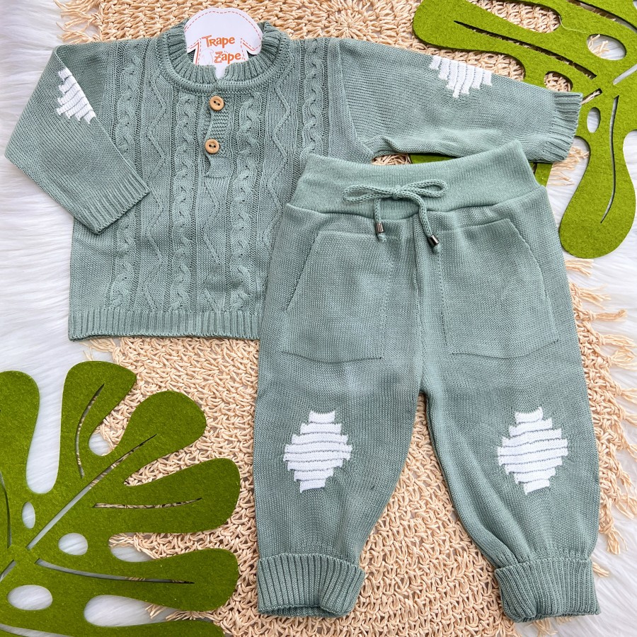  Conjunto de Linha com Bolsos e Joelheiras - Verde