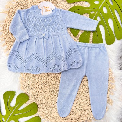  Vestido Princesa Com Meia Calca - Azul