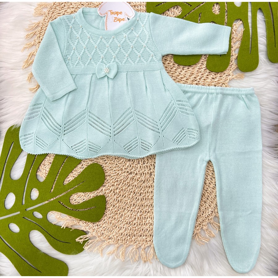 Vestido Princesa Com Meia Calca - Verde água