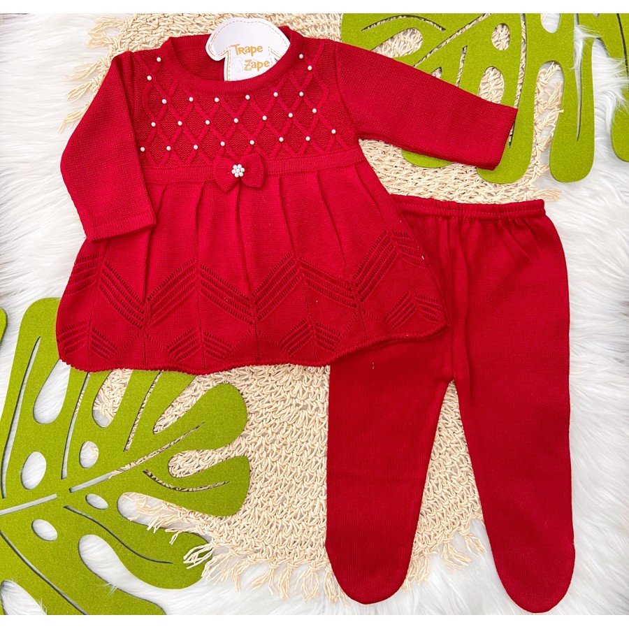 Vestido Princesa Com Meia Calca - Vermelho
