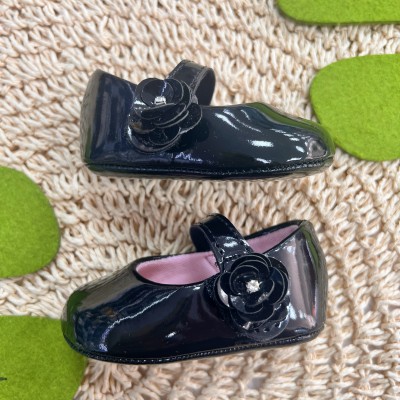 Sapato Boneca - Preto com Flor Lateral