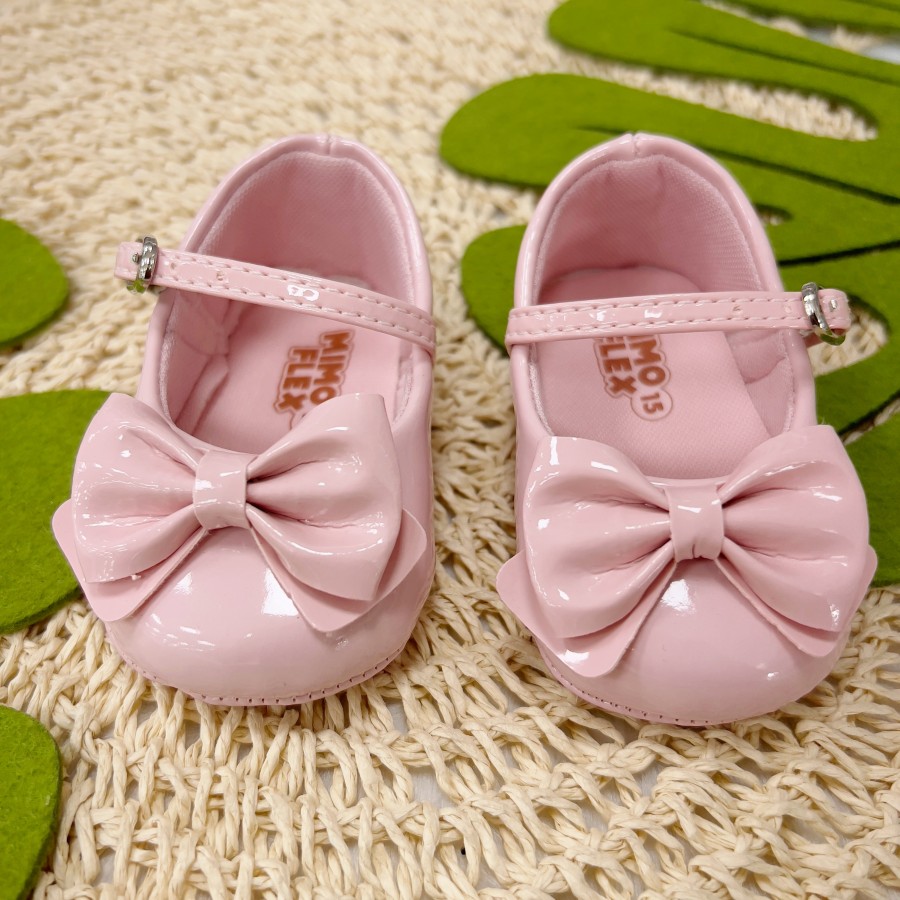  Sapato Boneca - Rosa com Laço Frontal