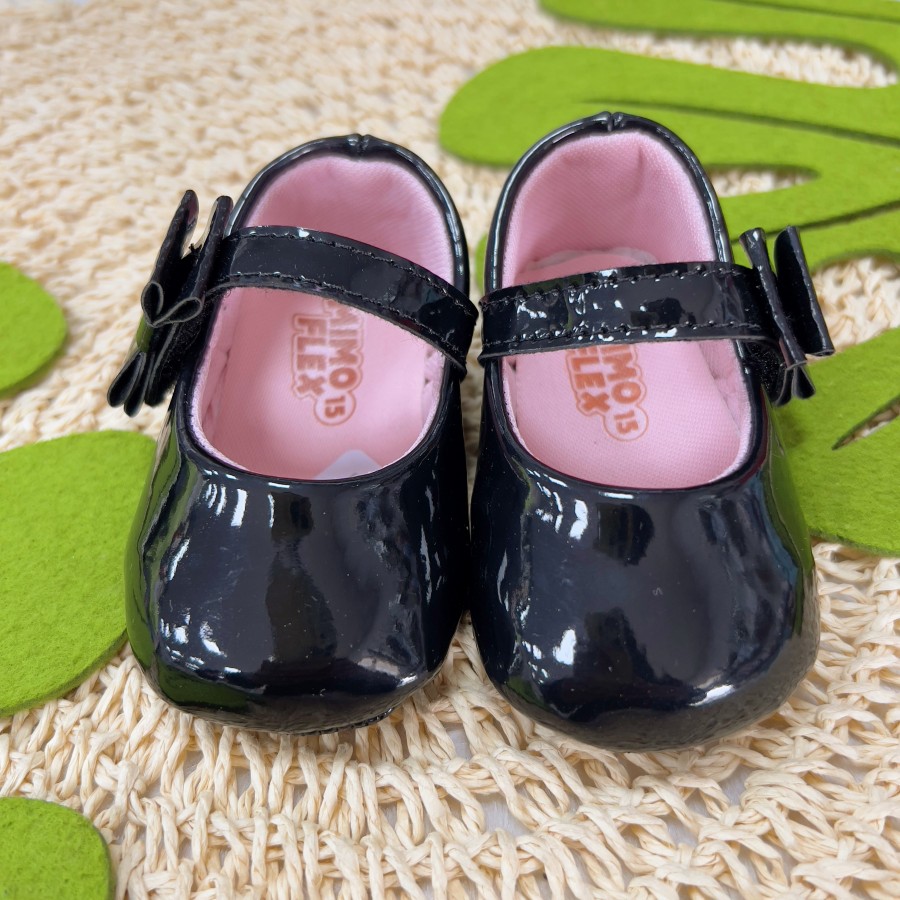 Sapato Boneca- Preto Laço Lateral