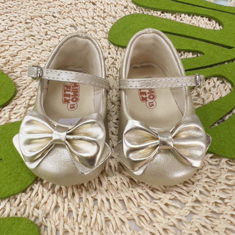 Sapato Boneca - Dourado com Laço Frontal