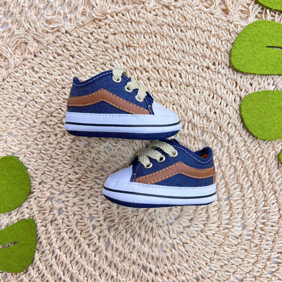 Tenis Street com Cadarço - Azul Jeans e Marrom