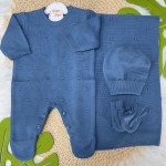 Saída de Maternidade Bolinhas- Azul Jeans