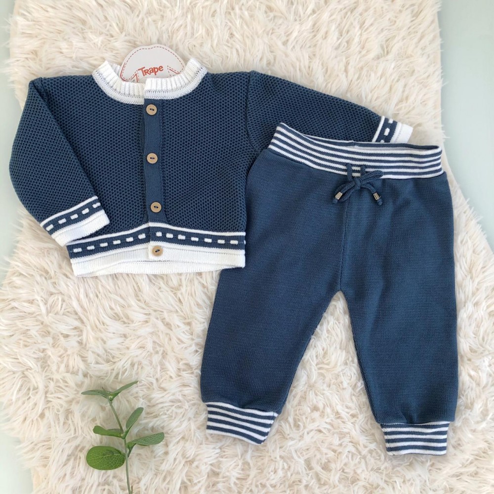 Conj de linha tijolinho- Azul jeans com branco