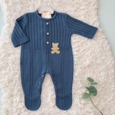  Macacão linha Joaquim- azul jeans ursinho couro