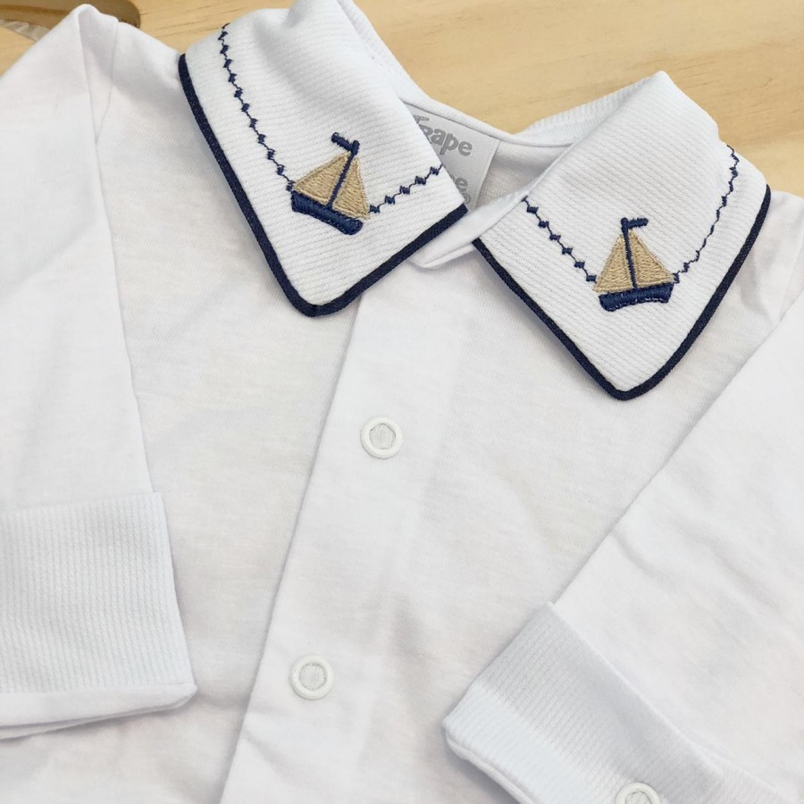 body branco com gola bordado barquinho marinho e bege body branco com gola bordado barquinho marinho e bege