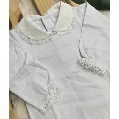 Body gola bordada- grypir com pérola branco punho princesa Body gola bordada- grypir com pérola branco punho princesa