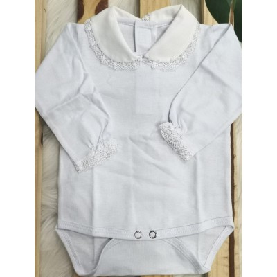 Body gola bordada- grypir com pérola branco punho princesa Body gola bordada- grypir com pérola branco punho princesa